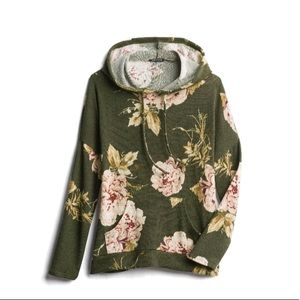 Green floral hoodie